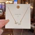 Golden titanium steel necklace with zircon and mother of pearl butterfly pendants - Double Butterfly Style / Gold/White Shell