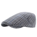 Klassieke Britse platte pet met grijs ruitjespatroon en subtiele blauwe strepen - 56-61CM (Verstelbaar) / Lichtgrijs met achterverstelling