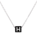 Pendentif lettre H carrée en acier titane sur chaîne argentée pour bijoux personnalisés DIY - Lettre H (KN238011-Z)
