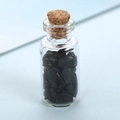 Mini-Glas-Wunschflasche mit natürlichen schwarzen Kristallsteinen und Korken - Obsidian