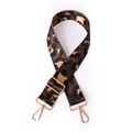 Adjustable brown leopard print fabric bag strap with golden metal swivel clasps - 1002 Leopard Coffee