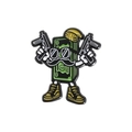 Cartoon money bill skull metal pin badge with dual guns and gold shoes variant - Cartoon Money Character With Guns Style (QHXZ2287)