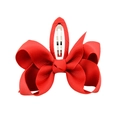Bright red grosgrain ribbon bow hair clip with a secure silver metal BB snap fastener - Red
