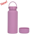 Purple matte 1L vacuum insulated sports bottle with carry handle lid and silicone boot - 1 L / Lotus Root Purple