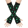 Dettaglio di scaldamuscoli in maglia di San Patrizio con motivo a trifoglio verde - Nero