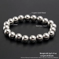 Elastic beaded bracelet featuring 10mm polished silver stainless steel metal spheres - 10mm/20 Beads / Silver