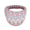 Detail des farbigen Strickstirnbands mit Wellenmuster und Gummiband-Design - Tiffany Blau