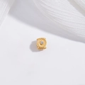 S925 sterling silver gold flower bead with clear diamond for DIY bracelet jewelry - Gold with White Rhinestone Flower Spacer Bead