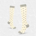 Knee-high compression socks in cream with grey polka dots and reinforced grey heels - S/M / Beige Dots