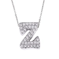 Silver cursive letter Z necklace pendant set with brilliant sparkling zircon stones - Letter Z / Silver