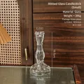 Piccolo portacandele elegante in vetro scanalato trasparente per decorazioni d'interni - Righe Verticali Grande / Candle Holders