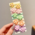 Set of 10 colorful matte flower hair ties in pastel shades on a display card - Sunflower 10Pcs Set