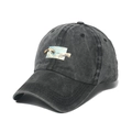 Vintage washed charcoal gray baseball cap with Creation of Adam hand embroidery detail - 58cm / Black
