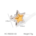 Detail view of two-tone stainless steel star ring with 2.95cm size and 7.0g weight specs - Gold and Silver Two-Tone Star Style (HC-R30233-GS)