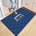 Navy blue entryway mat with gray wave pattern and Safe Passage text on wood floor - Safe Travels - Blue (b) / 40*60cm