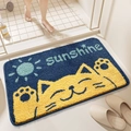 Blue and yellow plush cartoon cat bath mat with sunshine text and non-slip texture - 40*60cm / Sunshine Cat