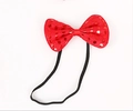 Sparkly red sequin bow tie with black elastic band for costume party performances - Red Sequined Bow Tie