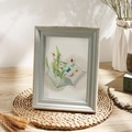 Light blue-grey picture frame with wood grain texture and watercolor butterfly artwork - 5 Inch / Light Blue