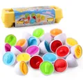 Educational fruit and vegetable matching egg toys in yellow tray for color recognition - 12pcs Fruits & Veggies - Yellow Egg Crate
