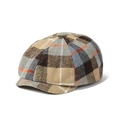 Détail d'une casquette gavroche vintage à carreaux montrant la texture de la laine - Taille unique / Kaki