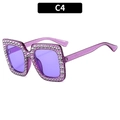 Gafas de sol cuadradas moradas con strass, montura de purpurina y detalles de cristal - Montura Púrpura Oscuro Lentes Púrpura