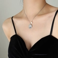 Minimalist irregular silver pendant necklace with white freshwater pearl for women - Steel Color Necklace (P912)