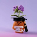 Crochet positive potato doll with graduation cap and 2025 tag in a knitted flower pot - Graduation Cap Double-head Rose Purple