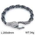 Retro hip-hop snake head stainless steel chain bracelet, 200x8mm size with 34g weight - Retro Snake Scale Texture Thick Bracelet (KB203299-Z)