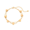 Elegant gold double-layer stainless steel bracelet with polished heart pendants and clasp - Adjustable / Gold Double Layer Seven Hearts(NMSB-F111-2)