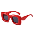 Chic Y2K style square sunglasses with bold red frames and dark UV protection lenses - Red Frame Dark Grey Lens