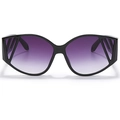 Occhiali da sole cat-eye con montatura nera traforata e lenti viola sfumate - Montatura Nera Lente Sfumata Viola
