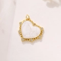 Elegante colgante de corazón chapado en oro con centro de nácar y detalles de circonita - Estilo de Corazón (A0389) / M / Blanco