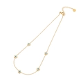 Golden necklace with blue evil eye flower pendants and white enamel finish details - 3# Flowers / Gold