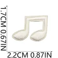 Detailed measurement of white music note embroidery patch showing 1.7cm height and 2.2cm width - White Music Note Style (33号)