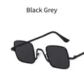 Kids vintage square metal sunglasses in matte black frame with dark grey lenses - Dark Grey