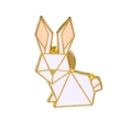 Spilla in acrilico a forma di coniglio origami bianco con dettagli rosa - Coniglio Geometrico