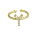 Minimalistischer 18K Gold Messing Ring mit Perlen-Buchstabe Y und offenem Design - Buchstabe Y / Gold