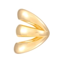 Close-up of golden triple-layered streamlined ear cuff with a polished metallic finish - Triple Layer Curved Gold Accessory (11233) / KC Gold