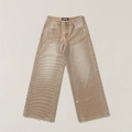 Funkelnde champagnerfarbene Wide-Leg Denim-Jeans mit Allover-Diamant-Strass-Verzierung - S / Wilder Diamant/Khaki mit Strass
