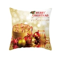 Golden Christmas pillowcase with Merry Christmas text, gift boxes, and stars - Gold Gift Box Mix