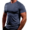 Men's dark grey slim fit athletic t-shirt with breathable quick-dry fabric - Navy Blue