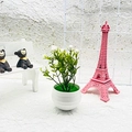 Artificial green plant in small white round pot with delicate white flowers for desk - White Gypsophila