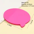 Rosafarbene Sprechblase PET Haftnotizen, 50 wasserfeste transparente Blätter, 7,3x7,5cm - Rosenrote Sprechblase 50 Blatt