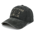 Casquette de baseball délavée vintage gris anthracite avec broderie 76 et visière - Réglable / Noir