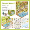 Sunset Resort DIY sticker set with PET stickers and miniature scenery background card - Sunset Resort (Series 26)