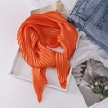 Elegant solid orange pleated silk scarf in a stylish knot design for women - Orange (YZL7001-橘色)