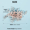 Pettine per capelli sposa oro rosa con fiori di cristallo e perle, 8cm per 15cm - Stile Foglia di Fiore di Cristallo Oro Rosa (HS-J4793RG)