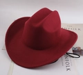 Klassischer burgunderroter Western-Cowboyhut aus Wollfilz mit verstellbarem Kinnband - Einfacher Schlichter Stil / Burgunderrot