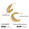 Orecchini a cerchio C in acciaio dorato con stelle traforate e strass luccicanti - Oro(JDE2408037)