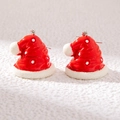 Weihnachtliche rot-weiße Weihnachtsmützen-Ohrringe im Set für festlichen Weihnachtsschmuck - Weihnachtsmütze
